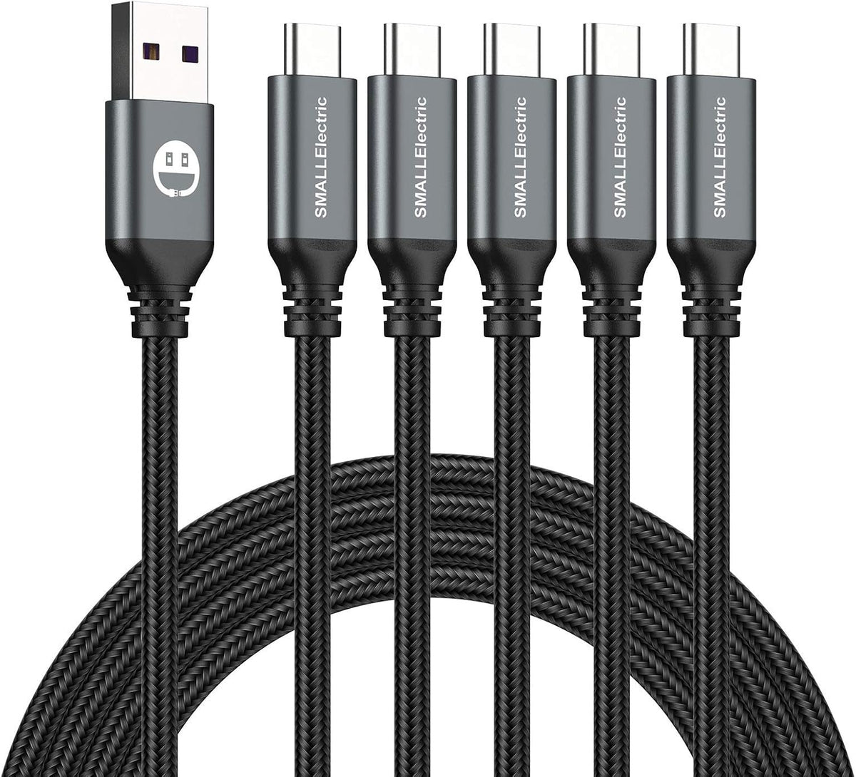 USB C Cable 10FT 5 Pack, USB A to Type C Fast Charger Cord Extra long 10ft braided USB A to C charging cords for iPhone 17 16 15, Samsung Galaxy, LG and Type C devices.(Grey)
